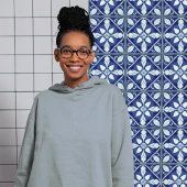 Carreau Azulejo bleu et blanc symétrique floral