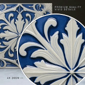 Carreau Azulejo bleu et blanc symétrique floral