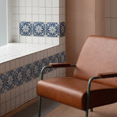 Carreau Azulejo bleu et blanc symétrique floral