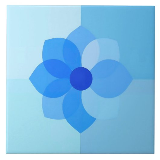 Carreau Azulejo Bleu Méditerranée Moderne Floral (Devant)