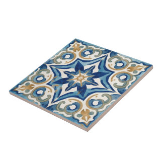 Carreau Azulejo blue and beige mosaic vintage bulk