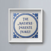 Carreau Azulejo Blue Custom House Name Plate Plaque Sign