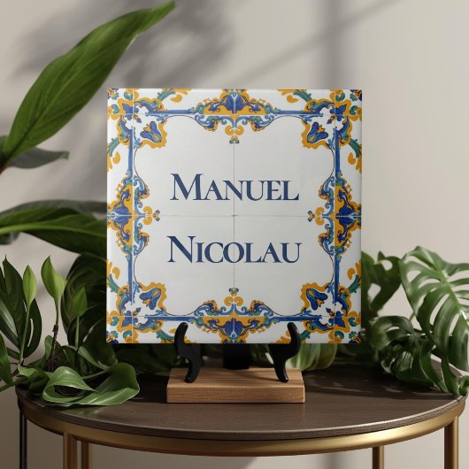 Carreau Azulejo Colorful Custom Name Plate Plaque Sign
