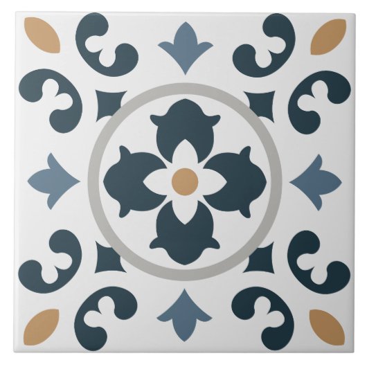Carreau Azulejo Espagne Méditerranée bleu, blanc, brun (Devant)
