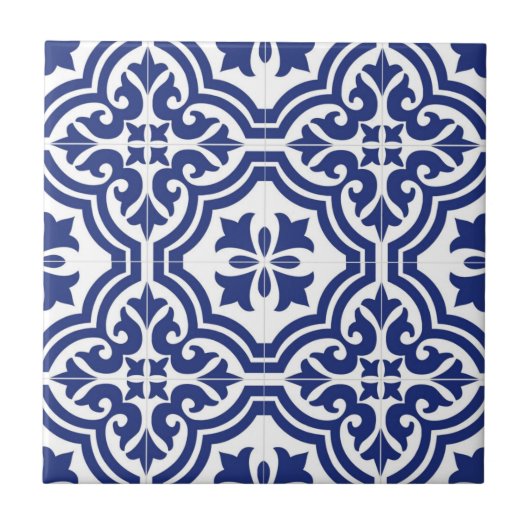 Carreau Azulejo Espagnol Traditionnel Bleu et Blanc (Devant)