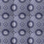 Carreau Azulejo Marocain Floral Mandala Blanc Bleu Indigo