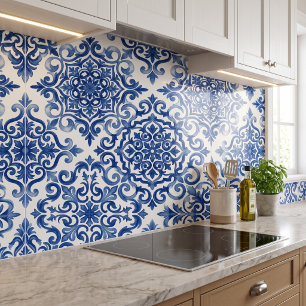 Carreau Azulejo mauresque bleu marine sans couture