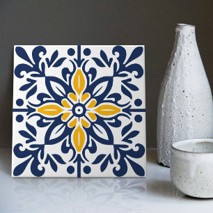 Carreau Azulejo Moderne Bleu Jaune Portugais Lisbonne