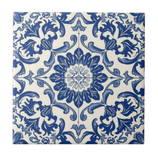 Carreau Azulejo mosaïque bleue et blanche vintage vrac