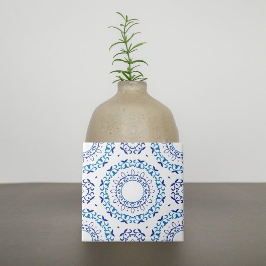 Carreau Azulejo portugais méditerranéen bleu et blanc