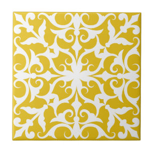 Carreau Azulejo Portugais Méditerranéen Jaune&Blanc