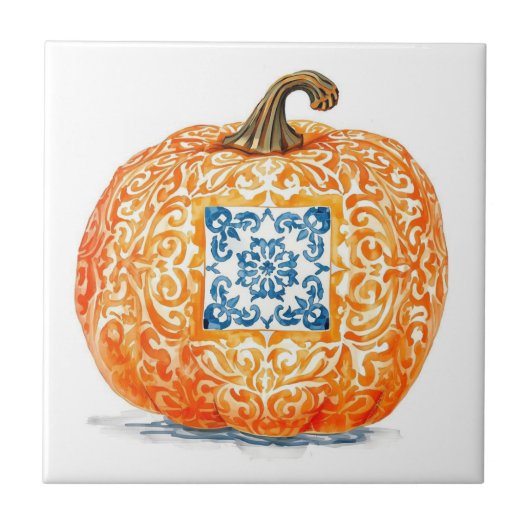 Carreau Azulejo pumpkin orange mosaic vintage bulk (Devant)