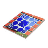 Carreau Azulejos bleu blanc indigo géométrique mur art (Côté)