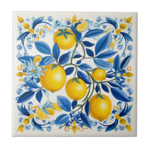 Carreau 💛 Azulejos bleu et jaune 💙 citrons