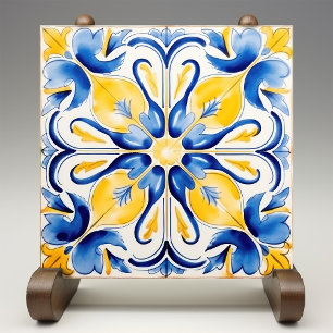 Carreau Azulejos Élégance Bleu Jaune Ensoleillé
