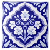 Carreau Azulejos Floral bleu et blanc (Devant)