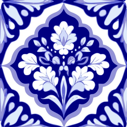 Carreau Azulejos Floral bleu et blanc