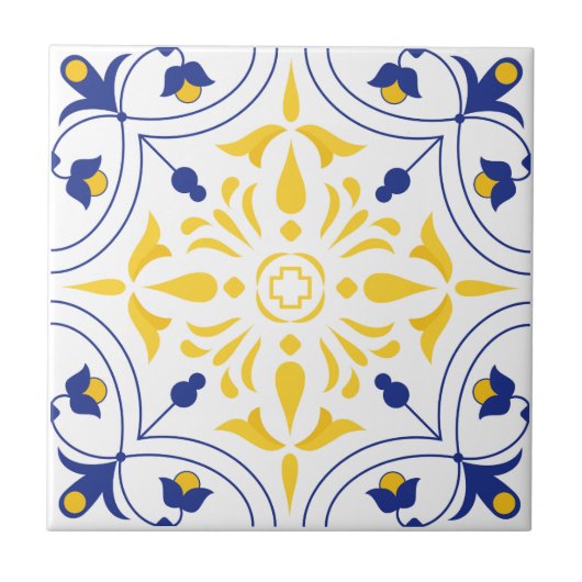 Carreau Azure Bloom Cross ton jaune (Devant)