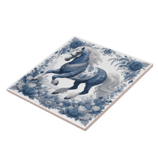 Carreau Azure Steed : Carrelage Floral Majesty