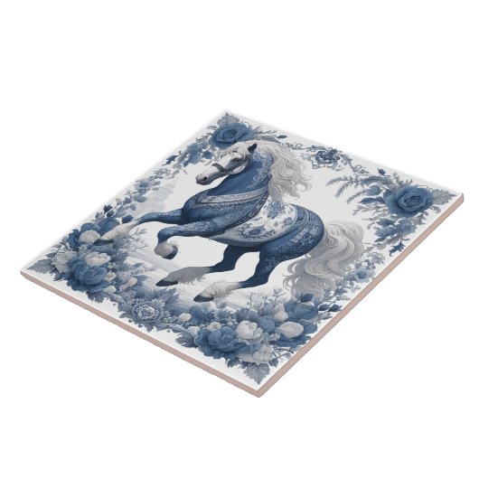 Carreau Azure Steed : Carrelage Floral Majesty (Côté)