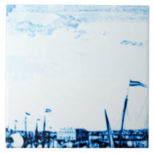 Carreau B2 vintage de regard de Delftware de bateaux