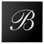 Carreau B Monogramme initial blanc sur noir<br><div class="desc">Lettre blanche classique Monogramme sur Arrière - plan noir, B.</div>