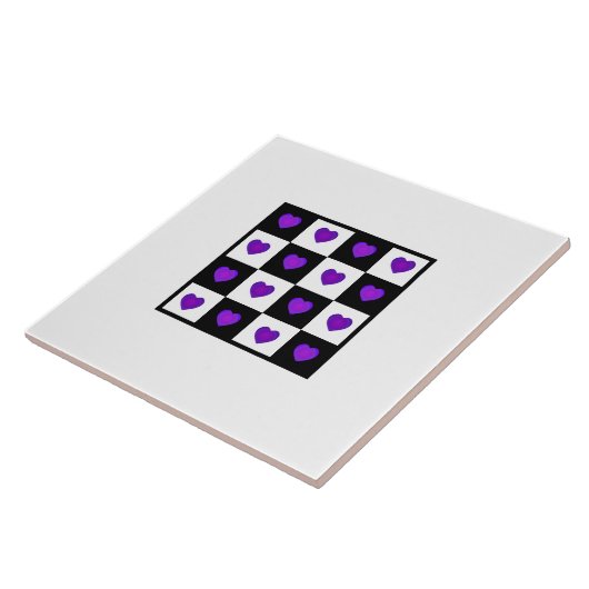 Carreau B&W Purple Hearts Beating Ceramic Tile (Côté)