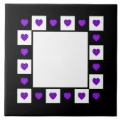 Carreau B&W Purple Hearts Beating Ceramic Tile (Devant)