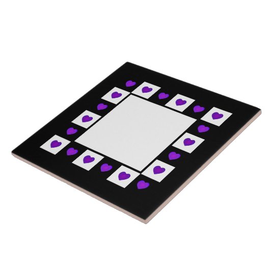 Carreau B&W Purple Hearts Beating Ceramic Tile (Côté)