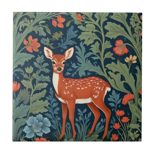 Carreau Baby Deer William Morris style gauche face à face (Devant)