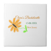 Carreau Bachelorette fête ajouter nom date place tournesol (Devant)
