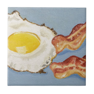 Carreau Bacon et oeuf Peinture de petit-déjeuner