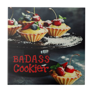 Carreau BADASS COOKIER Funny Cadeaux Citation CRAMIQUE TIT