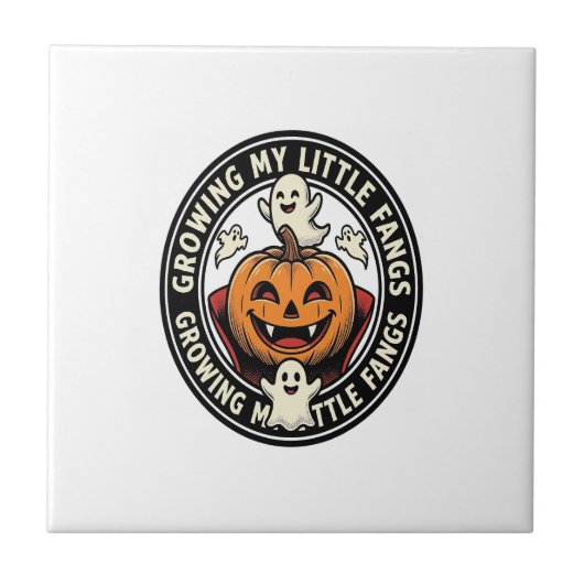 Carreau Badge de citrouille de vampire faisant pousser mes (Devant)