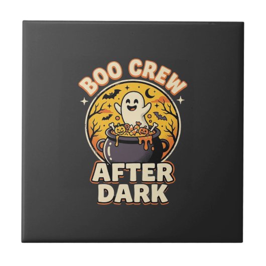 Carreau Badge de l'équipe de fantômes d'Halloween (Devant)