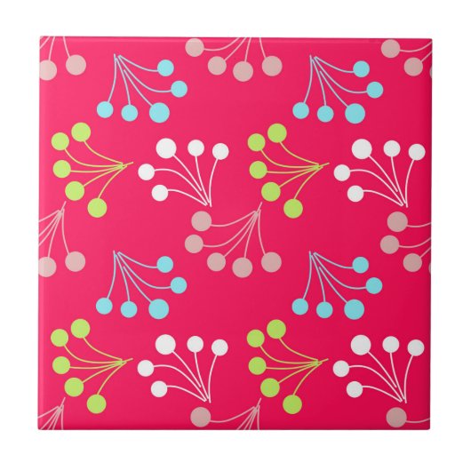 Carreau Baies de couleurs solides motif simple années 60 (Devant)