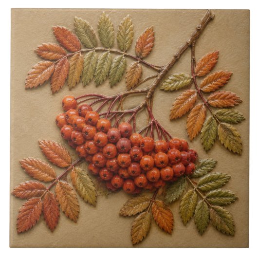 Carreau Baies et feuilles de sorbier d'automne (Devant)