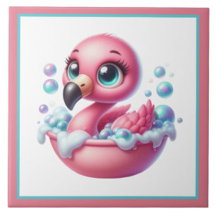 Carreau Baignoire mignonne salle de bain flamant rose
