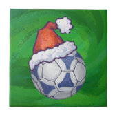 Carreau Bal de soccer bleu et blanc sur vert (Devant)