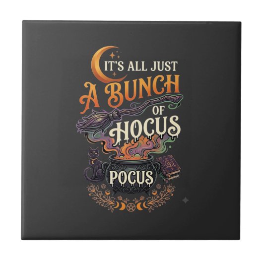 Carreau Balai de sorcière Hocus Pocus Chat noir Chaudron m (Devant)
