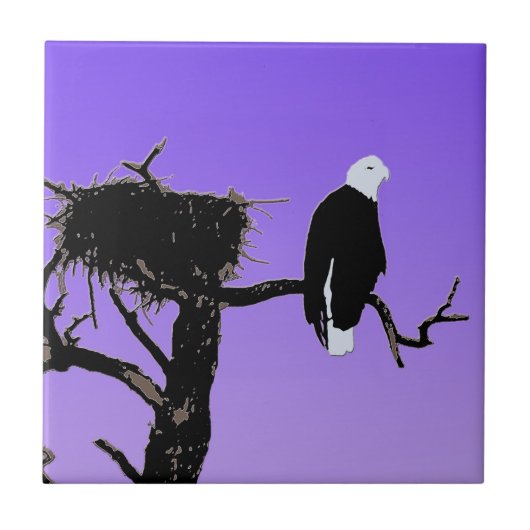 Carreau Bald Eagle at Sunset - Art original de la faune (Devant)