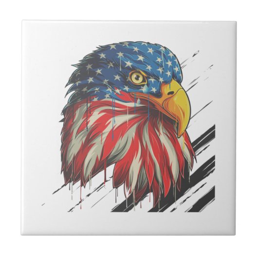 Carreau Bald Eagle Bird USA Drapeau Pleurant Patriotique (Devant)