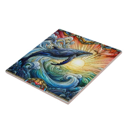 Carreau Baleine majestueuse en verre tendu (Côté)
