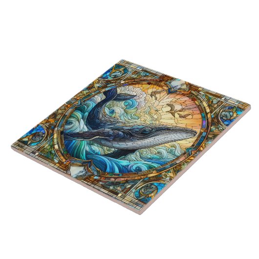 Carreau Baleine majestueuse en verre tendu (Côté)
