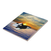 Carreau Baleines au coucher du soleil (Côté)
