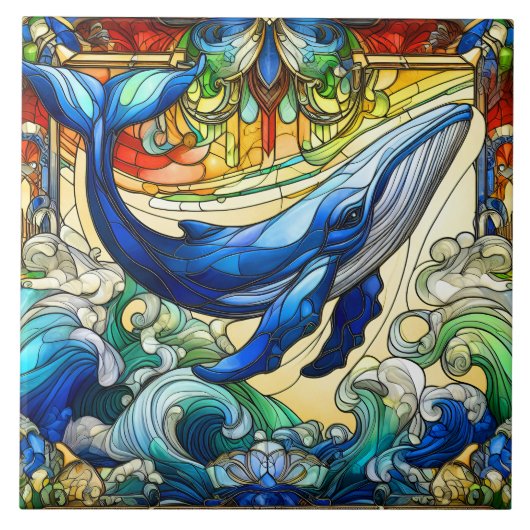 Carreau Baleine's Delft Un conte Océanique en verre tendu (Devant)