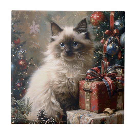 Carreau Balinais Kitten Noël Portrait de chat (Devant)