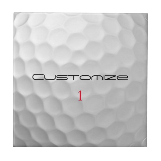 Carreau Balle de golf blanche texturée avec nom et numéro  (Devant)