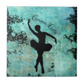Carreau Ballerina Ballet Dancer Silhouette en bleu (Devant)