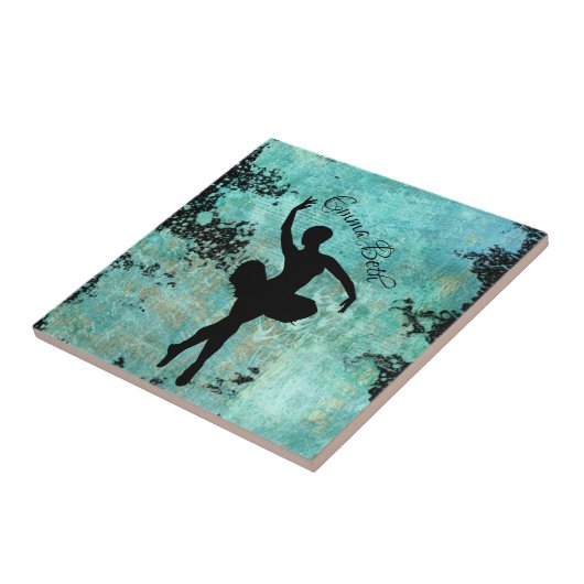 Carreau Ballerina Ballet Dancer Silhouette en bleu (Côté)